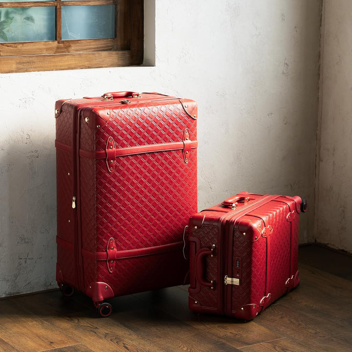 Urecity Vintage Reisekoffer Set 4 Teilig Leicht Retro Lederkoffer Hartschale Trolley Handgepäck Sets