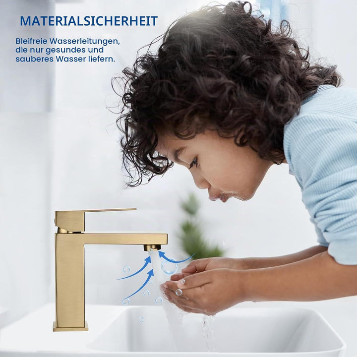 DETBOM Wasserhahn Bad,Mischbatterie Waschtischarmatur mit Geräuscharmem Keramischem Ventilkern,Armat