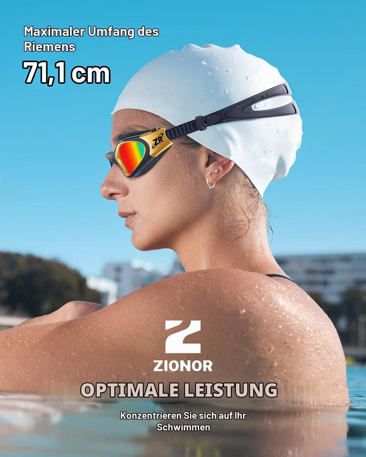 ZIONOR G1 - Polarisierte Schwimmbrille für Unisex und Erwachsene und Damen, beschlagfrei, 100% UV-Sc