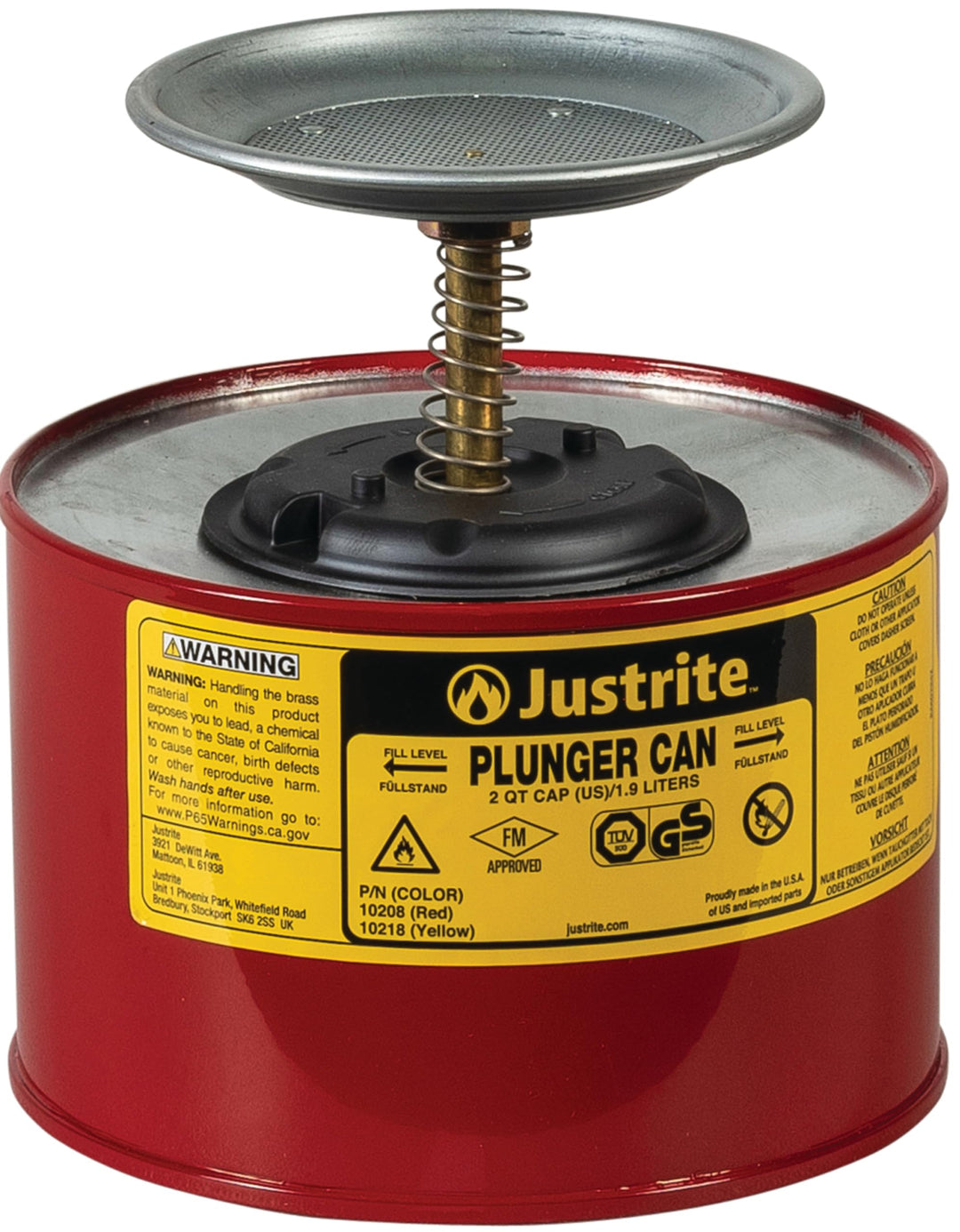 Justrite 10208 Sparanfeuchter 2L 18.4cm x 20cm Rot
