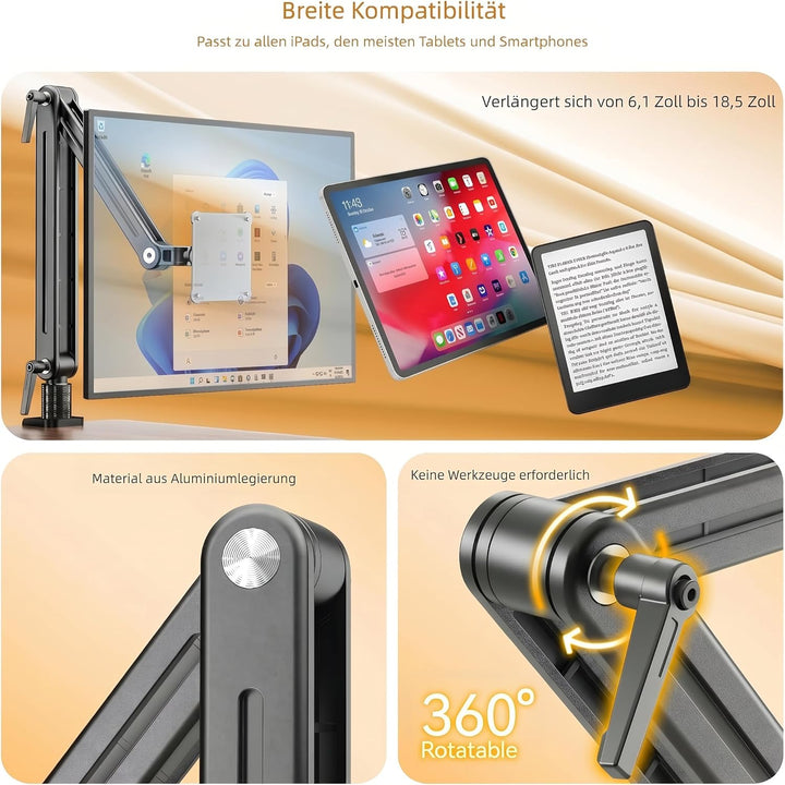 Tablet iPad Halterung Schreibtisch Magnetischer - Drehbare Basis 360 Grad Tablethalte VESA 75mm Schn
