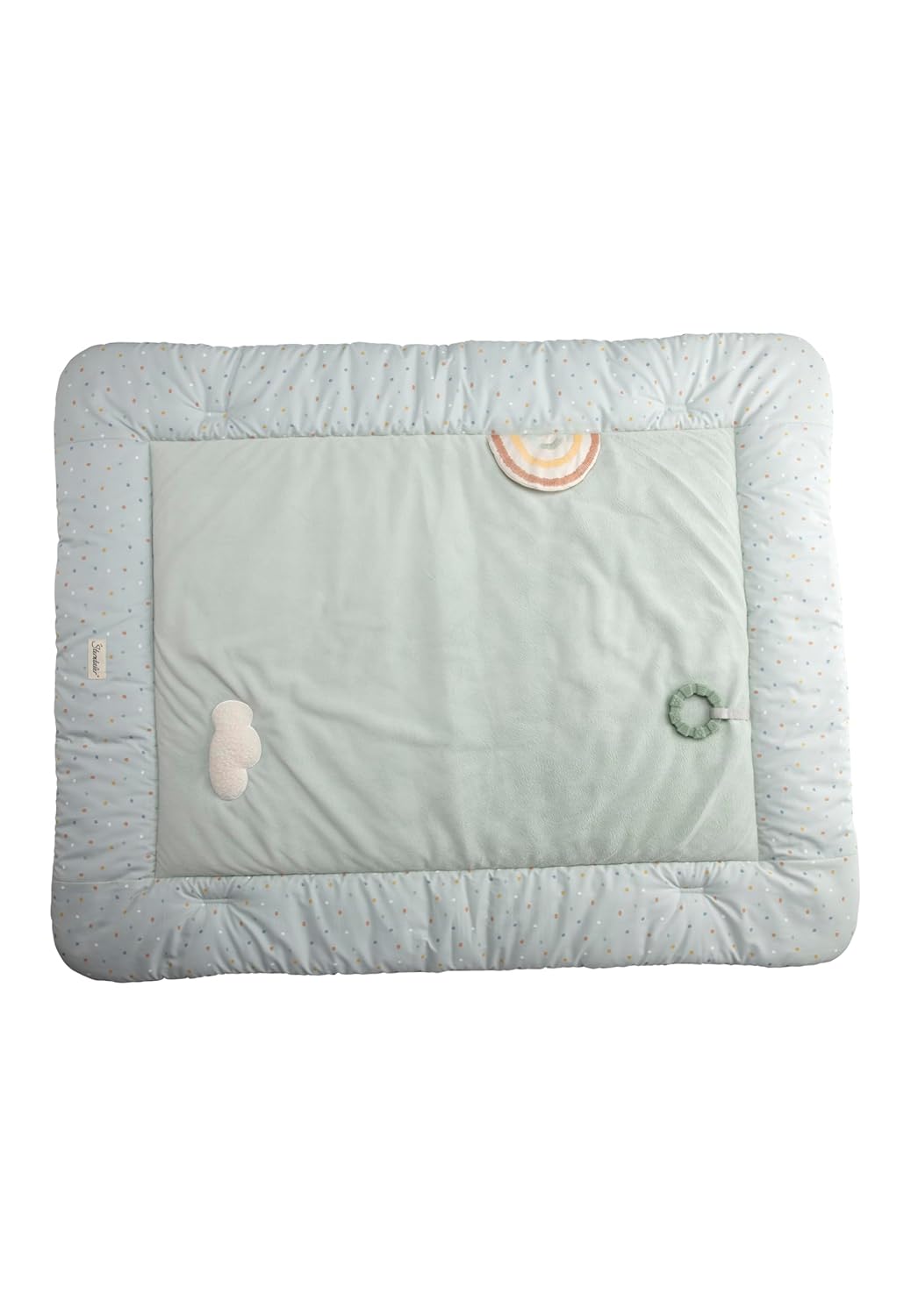 Spielbogen Ente Edda Lou, Baby Krabbeldecke 80 x 100 cm mit abnehmbarem Spielzeug und Kuscheltier, S