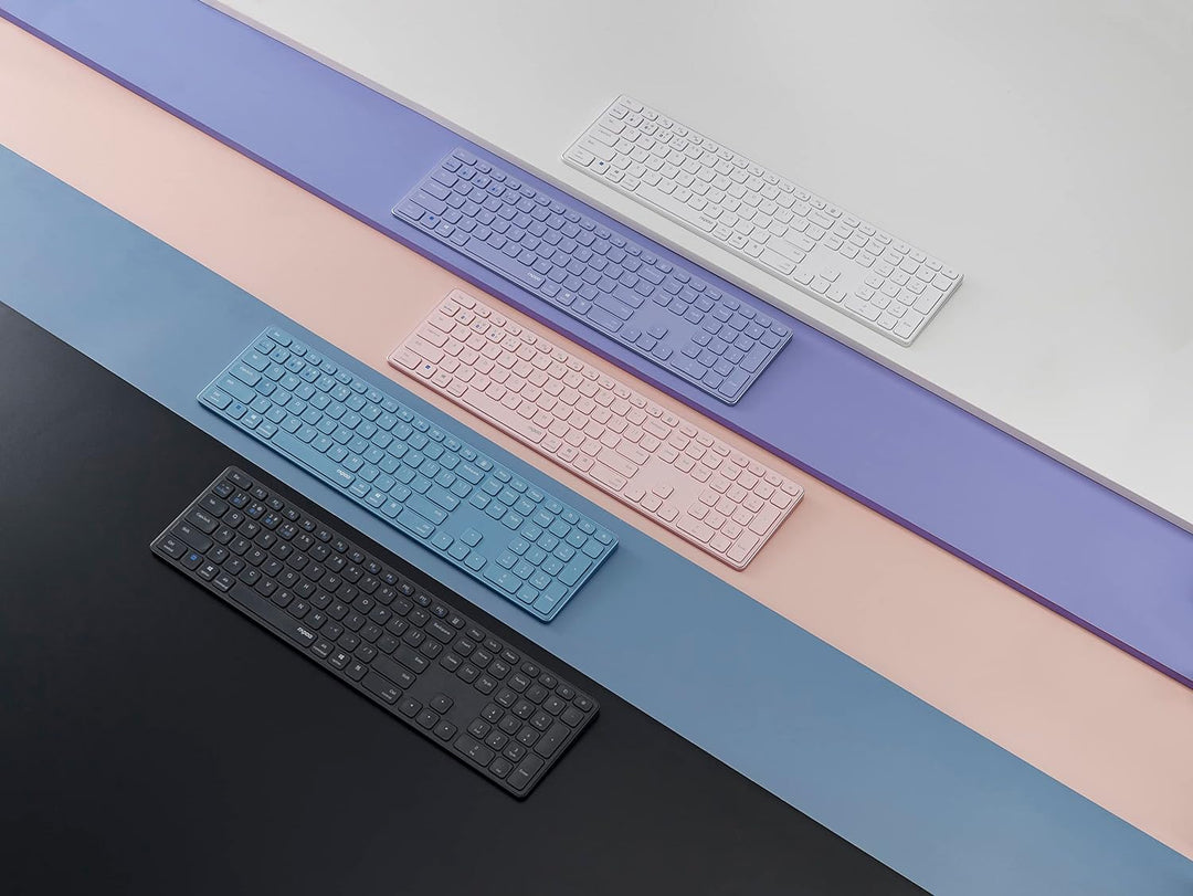 Rapoo E9800M kabellose Tastatur Wireless Keyboard wiederaufladbarer Akku flaches Aluminium Design DE