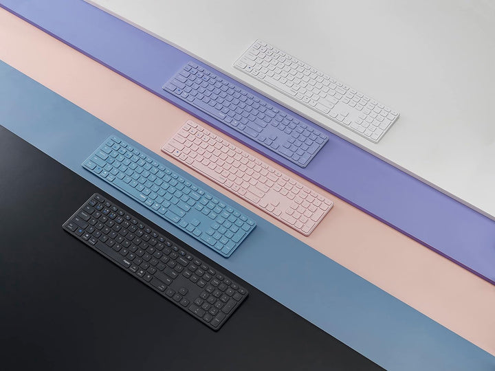 Rapoo E9800M kabellose Tastatur Wireless Keyboard wiederaufladbarer Akku flaches Aluminium Design DE