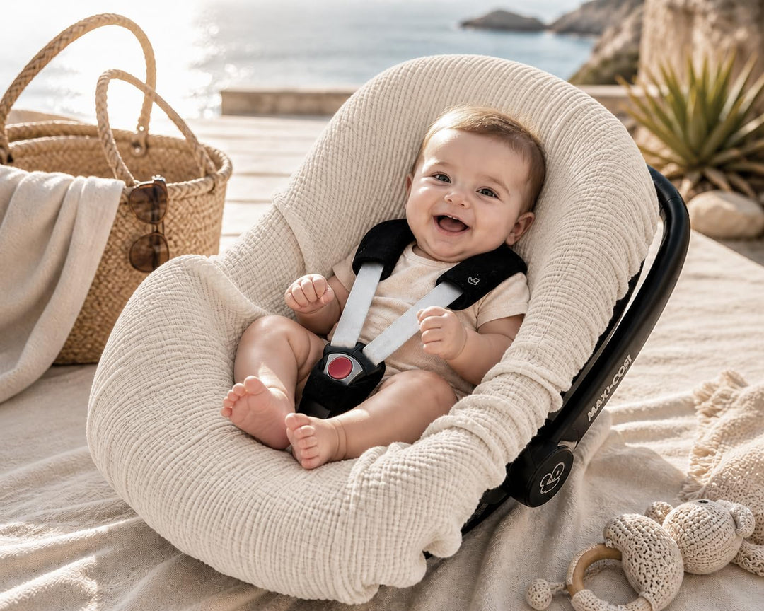 BEZUG Babyschale Sommer Sommerbezug Universal 100% Musselin Baumwolle Schonbezug Babyschalebezug (MU