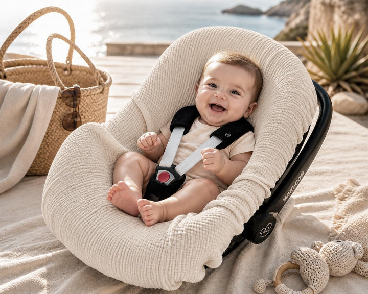 BEZUG Babyschale Sommer Sommerbezug Universal 100% Musselin Baumwolle Schonbezug Babyschalebezug (MU