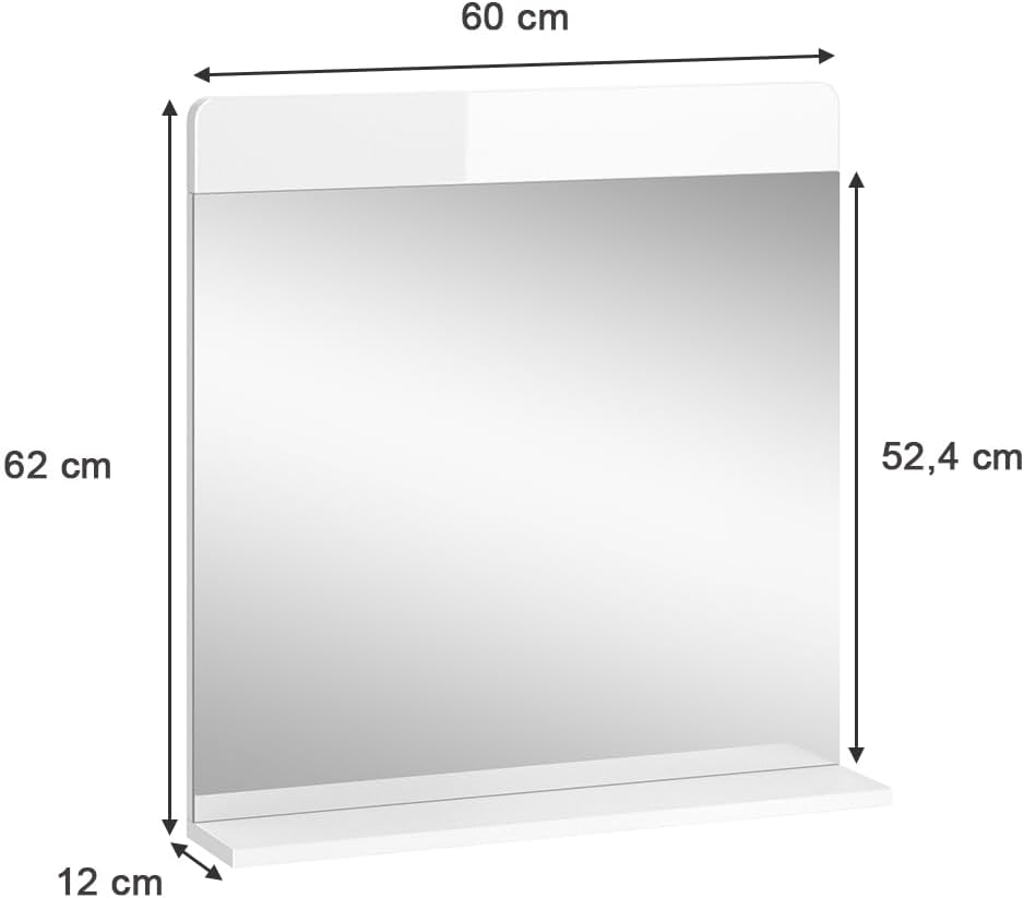 Vicco Badezimmerspiegel Izan, Weiss Hochglanz, 60 x 62 cm Badspiegel, Badspiegel