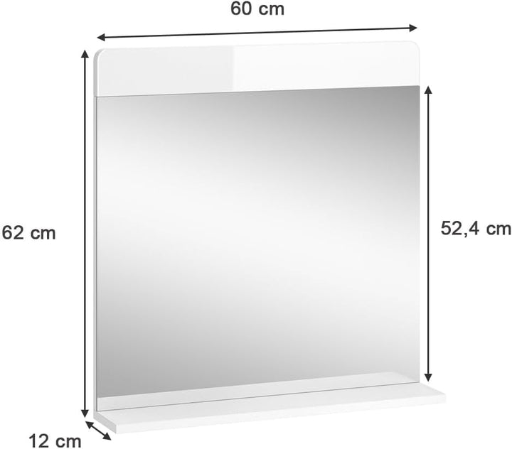 Vicco Badezimmerspiegel Izan, Weiss Hochglanz, 60 x 62 cm Badspiegel, Badspiegel