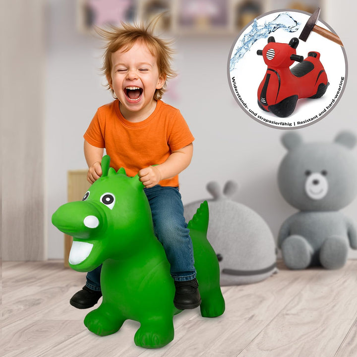 JAMARA 460315 Hüpftier Drache HoppyDoo - Spielzeug für Kinder, Hüpfspielzeug Baby Indoor/Outdoor, Ge