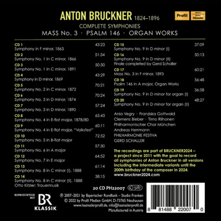 Bruckner: Sämtliche Symphonien, Complete Symphonies, Audio-CD