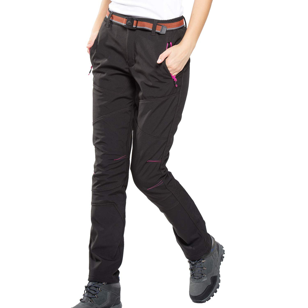 FLYGAGA Damen Outdoorhose Softshellhose Wanderhose Gefüttert Fleece Warm Wasserdicht Winddicht Softs