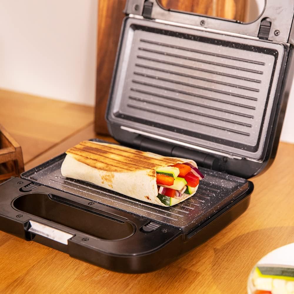 Cecotec 04309 Rock´nToast 4in1 sandwichtoaster, Acero inoxidable, Negro Grill + Quadrate + Dreiecke