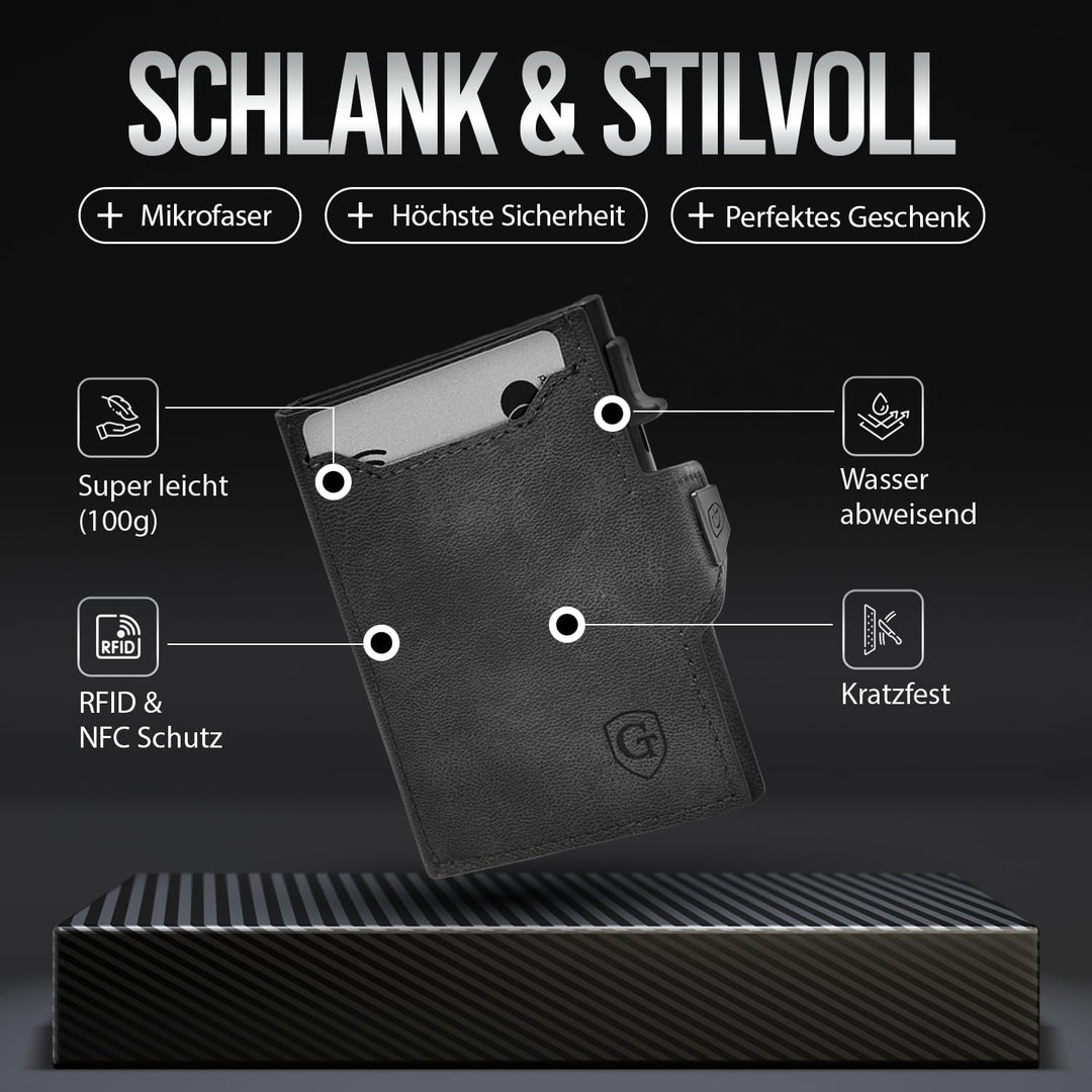 GenTo - Slim Wallet mit Münzfach - Geldbeutel Herren für 10 Karten - Geldbörse mit RFID Schutz - Sma