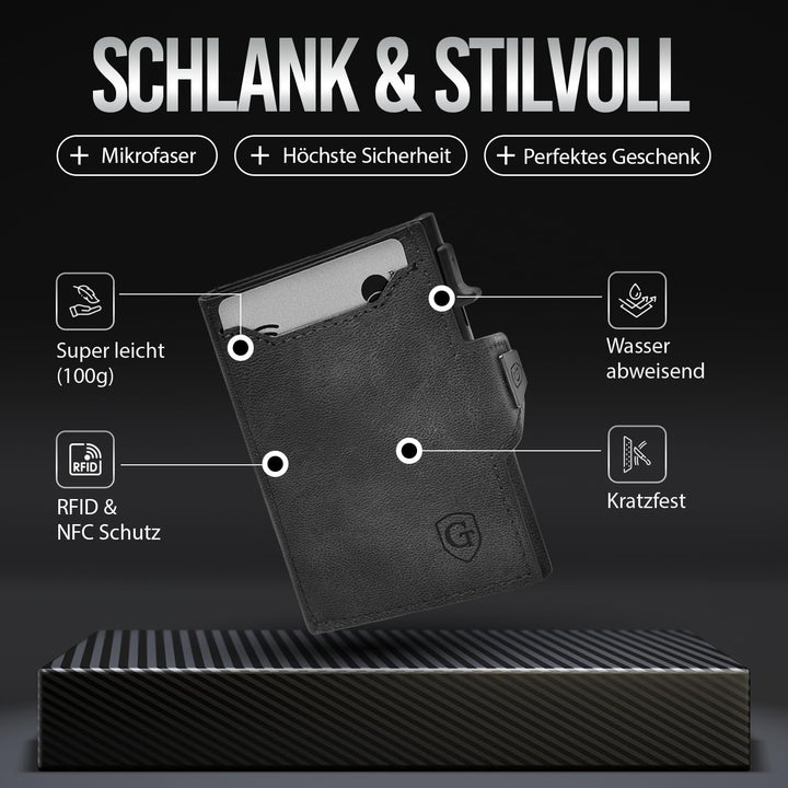 GenTo - Slim Wallet mit Münzfach - Geldbeutel Herren für 10 Karten - Geldbörse mit RFID Schutz - Sma