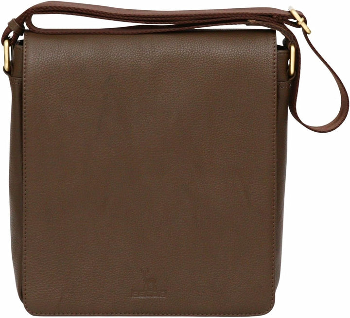 Schultertasche aus gekrispeltem Echtleder - Geeignet für EIN iPad/Tablet bis 10,2"