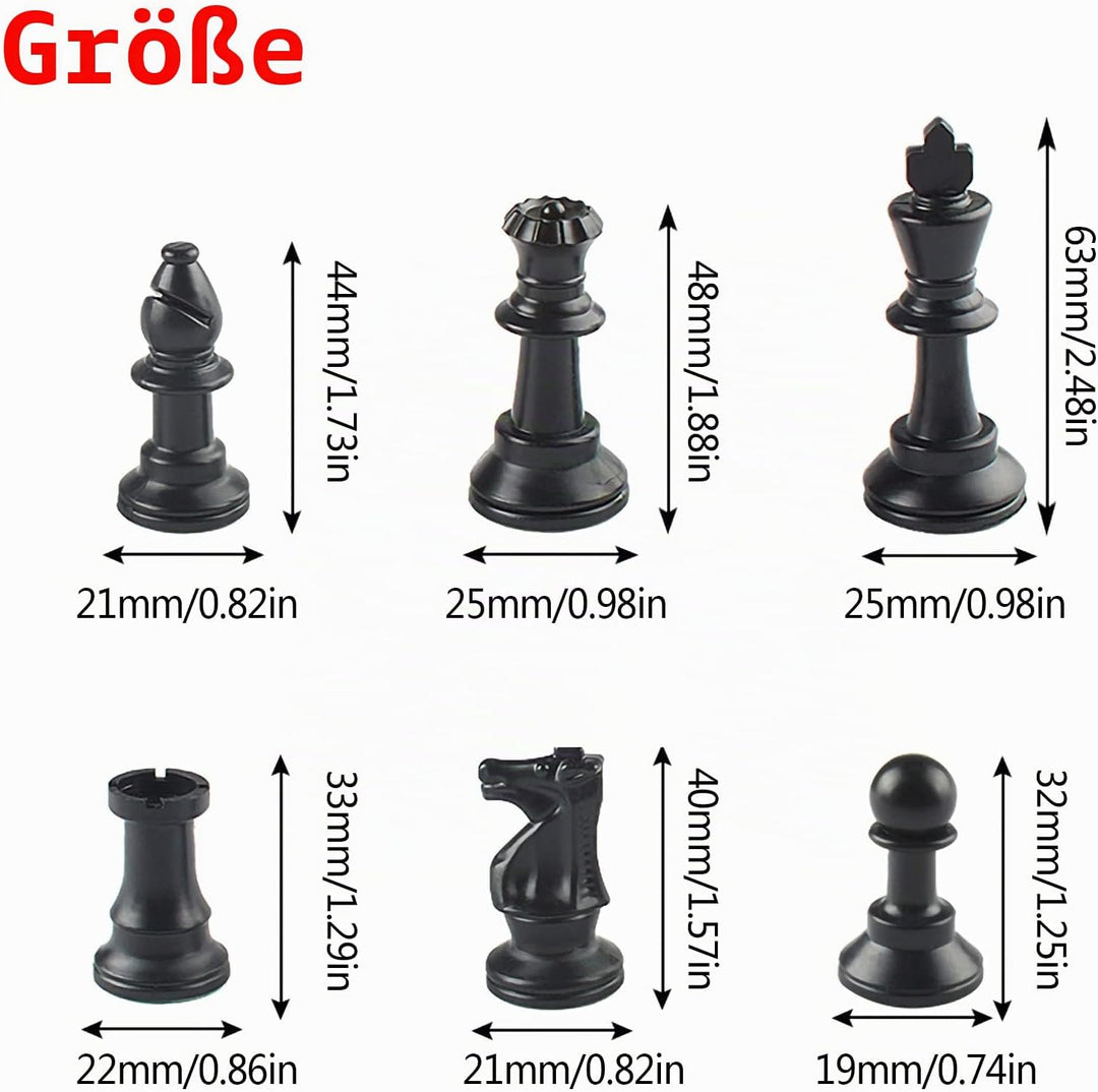 Andux Schachspielset Schachfiguren und Rollbrett QPXQ-01 (Schwarz,35x35cm), Schwarz,35x35cm