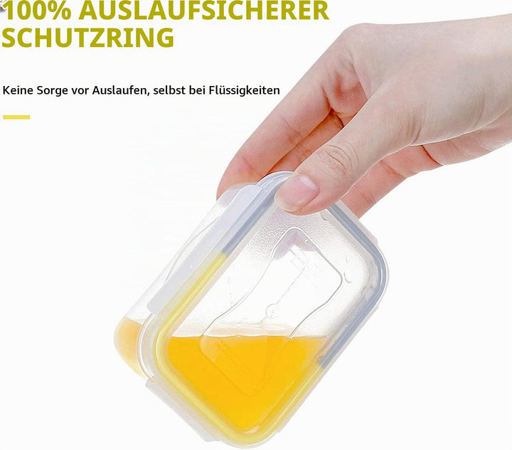 EASYLOCK 6er-Set 180ML Luftdicht Plastik Frischhaltedosen Mit Deckel, Rechteckig Kleine Aufbewahrung