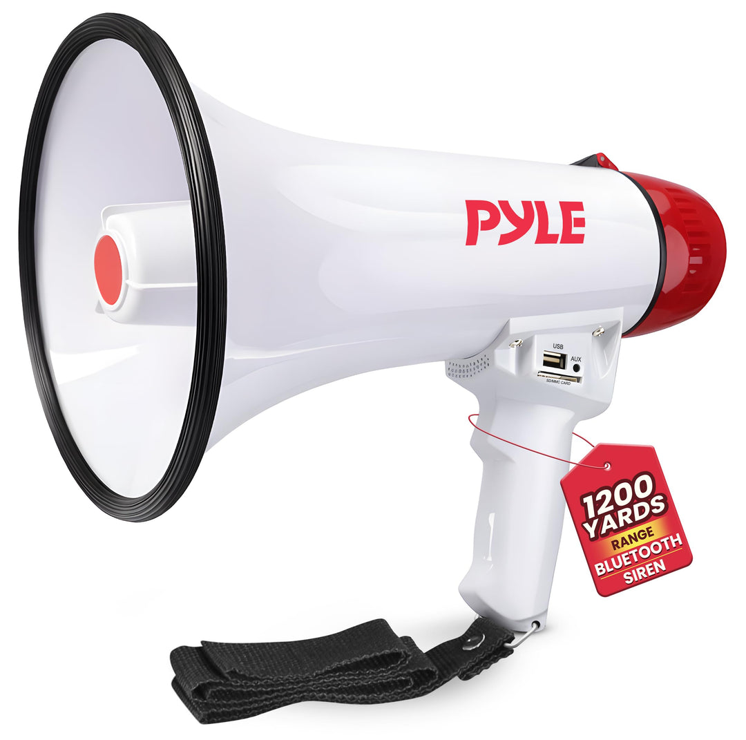 PYLE AUDIO INC Bluetooth Megaphone - PA Megaphone Speaker with Wired Microphone, Siren Alarm Mode, M
