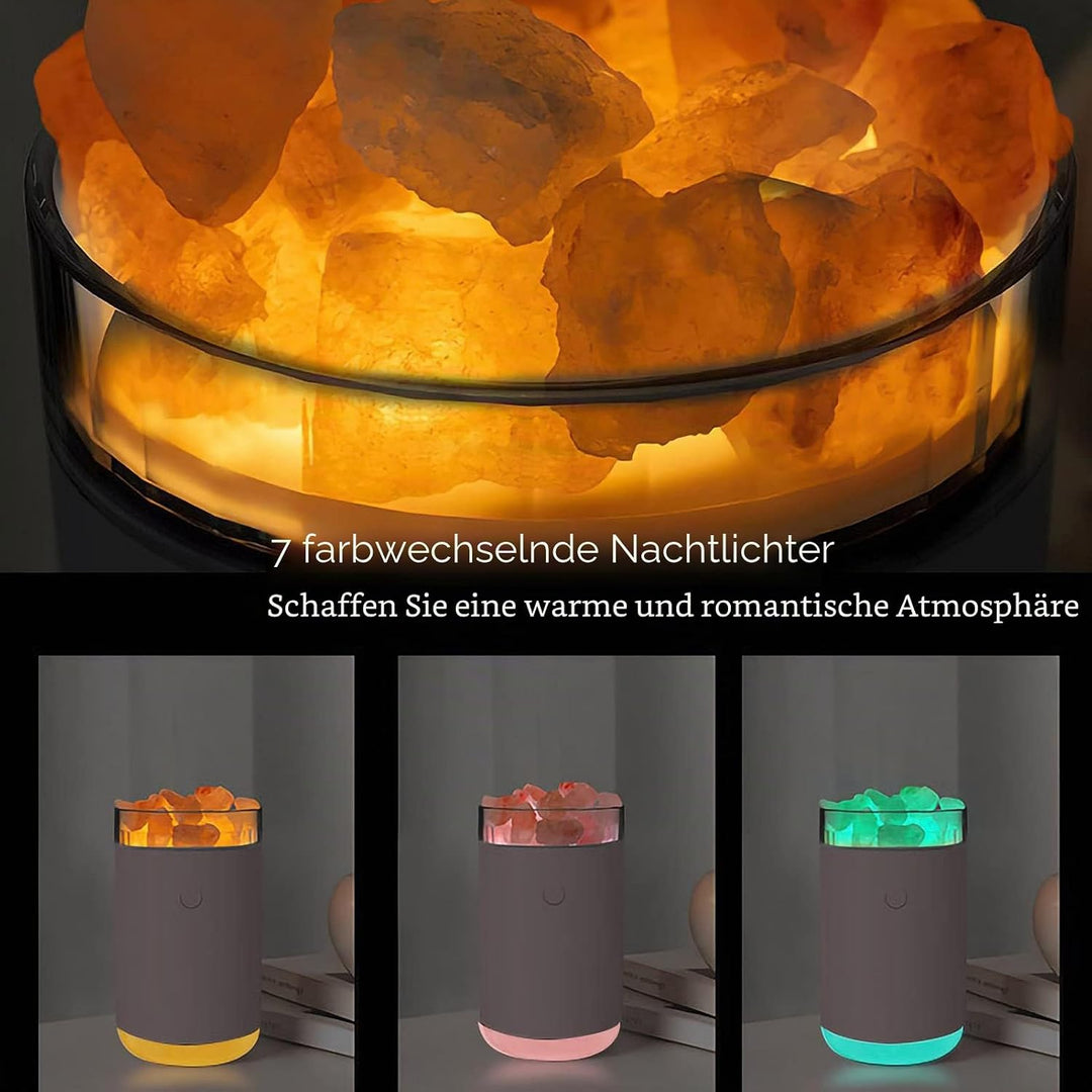 Irishom Luftbefeuchter Aroma Diffuser Salzstein Lampe 260ml USB Salzkristalllampe Duftöldiffuser mit
