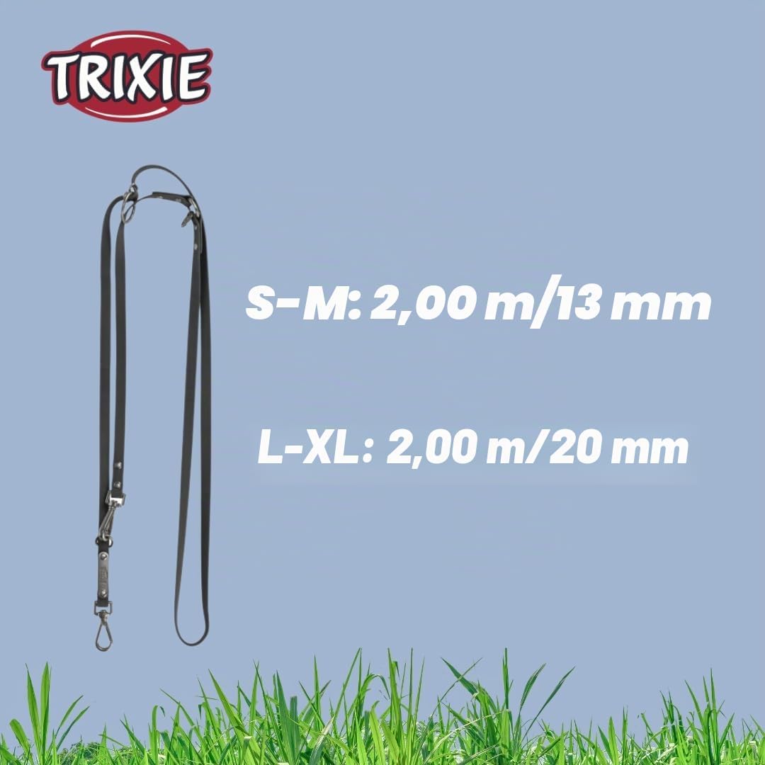 TRIXIE Hundeleine CityStyle L-XL, 2,00 m/20 mm schwarz – Hochwertige PVC-Leine für Hunde, 3-Fach ver