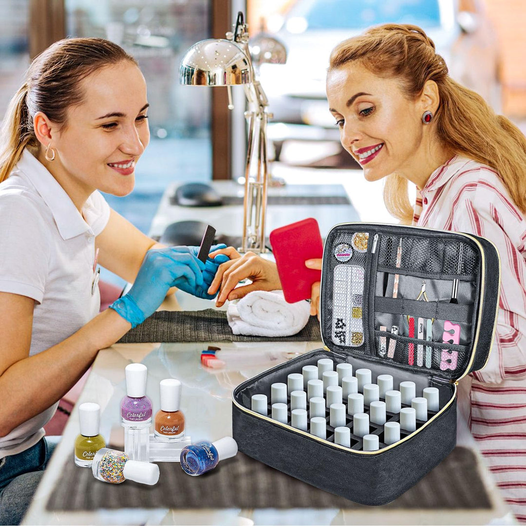 Nagellack Organizer Tasche, Doppelschicht Nagellack Aufbewahrung Box, Organizer Koffer für Nageldesi