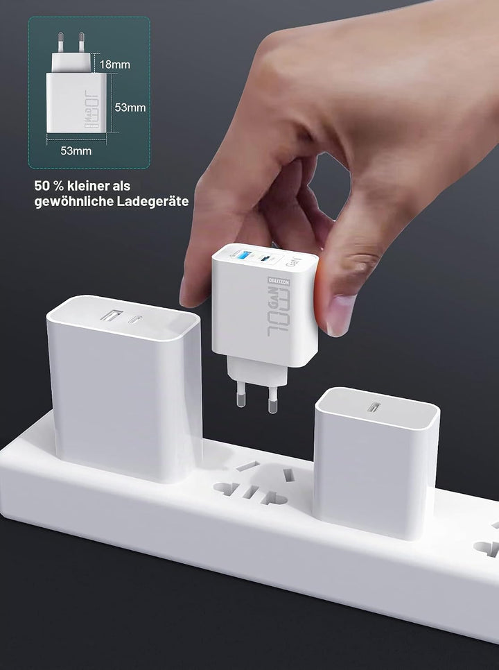 70W USB C Ladegerät 2-Port USB C Netzteil Type C PD GaN Netzteil für MacBook Pro/Air Dell XPS 15 Goo