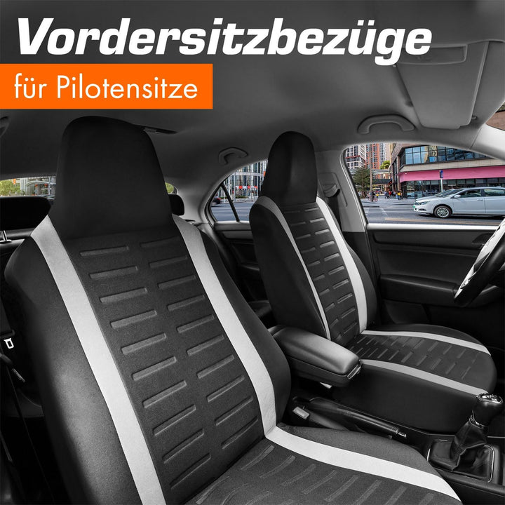 Upgrade4cars Autositzbezüge Set für Pilotensitze | Autositzbezug für die Vordersitze in Weiss | Auto