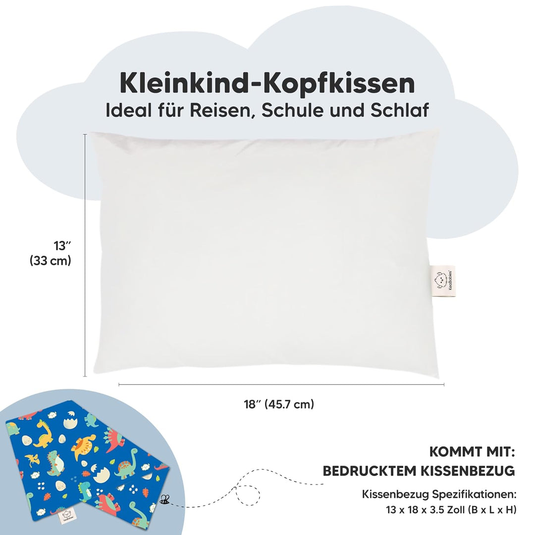 Kopfkissen Kleinkind mit Kissenbezug - Weich Bio Baumwolle Kissen Kinder zum Schlafen - Waschbar Kle