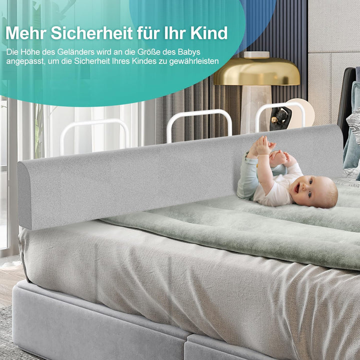 Cecaylie Bettgitter für Kinder, Bettschutzgitter, Babybettzaun, Weich Perlbaumwolle, Rausfallschutz