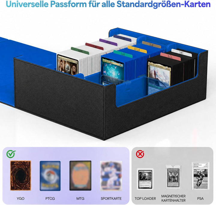 UAONO Sammelkarten-Aufbewahrungsboxen für 1800+ Karten, Premium Magnetic Deck Boxen, Leather Deck Ca