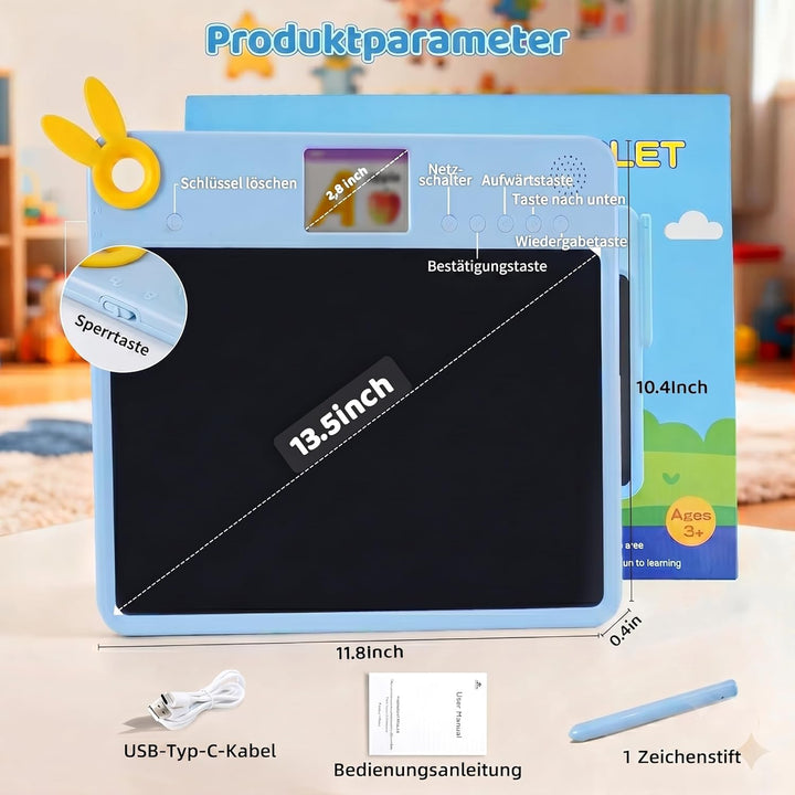 LCD-Schreibtablett für Kinder – 13,5-Zoll-Zeichenpad mit 2,8-Zoll-Farbbildschirm, für Kinder im Alte