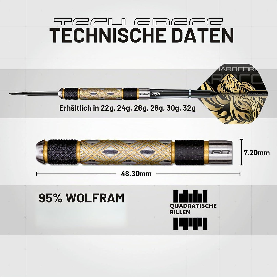 RED DRAGON Golden Eye Dartpfeile 22g, 24g, 26g, 28g, 30g oder 32g Profi Dartpfeile mit Flights und S