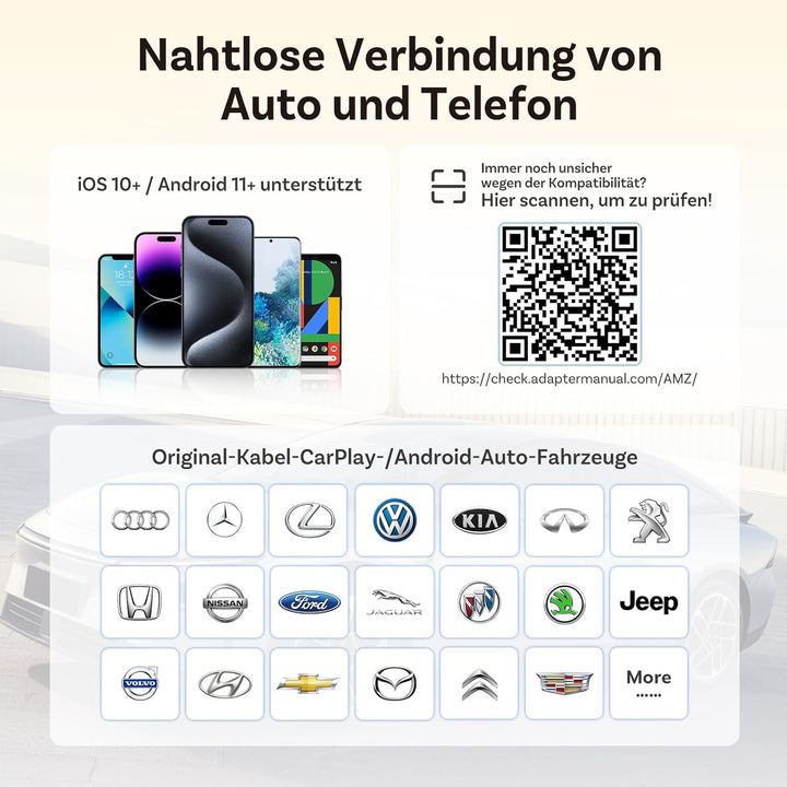 (2026 Aktualisiert) OTTOCAST Kabelloser CarPlay & Android Auto Adapter 2-in-1, Ottocast Mini Slim fü