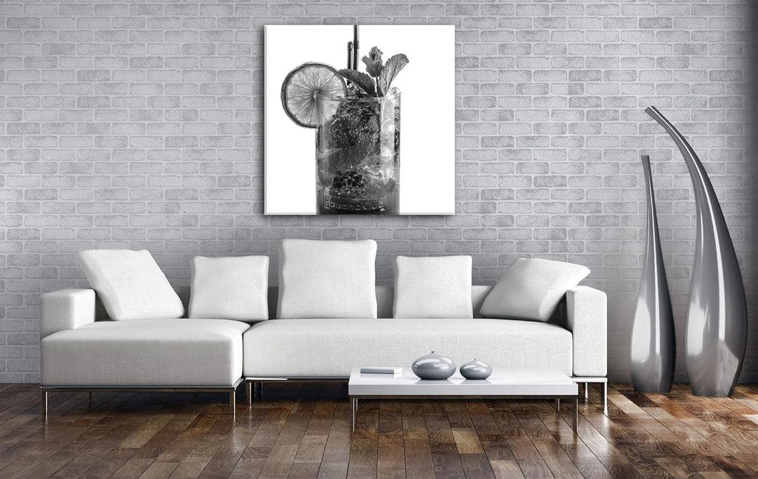 deyoli Cocktail Mojito Format: 70x70 Effekt: Schwarz&Weiss als Leinwandbild, Motiv fertig gerahmt au