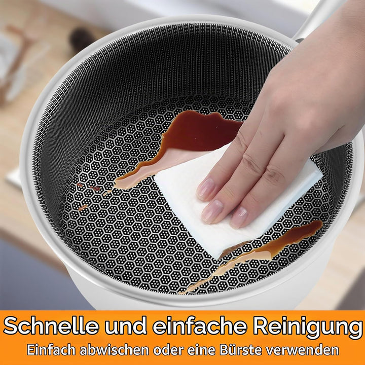 Stielkasserolle,Waben Antihaft Pfanne 18 cm Edelstahl mit Ergonomischem Griff,Antihaftbeschichtete K