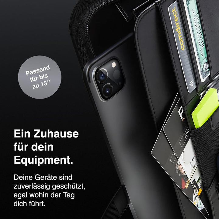 Vebon® Schreibmappe Ringbuch A4 Paris I Reissverschluss + Klemmbrett I Konferenzmappe + Laptoptasche