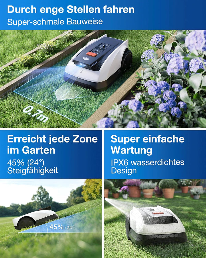 ECOVACS Goat O800 RTK Care Kit Mähroboter Ohne Begrenzungskabel, 800m², LiDAR-Gestützte RTK+Vision N
