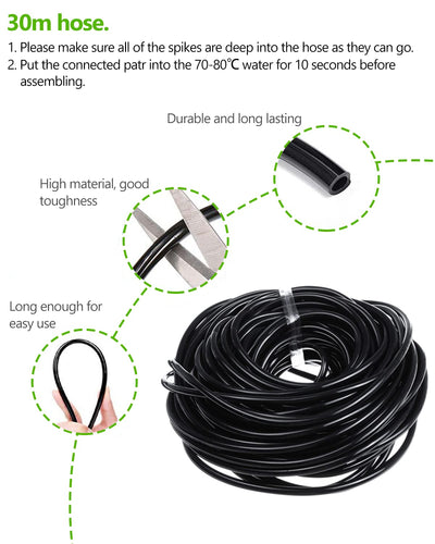 30 m Bewässerungssystem ROFMAPLE Tropfbewässerungsset mit automatischer Wasserzeitschaltuhr Schlauch