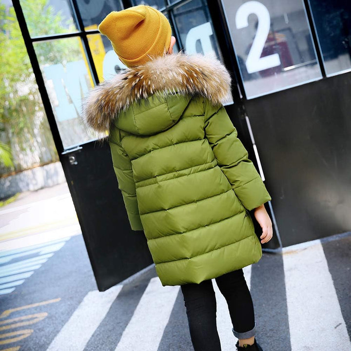 amropi Mädchen Daunenjacken mit Fell Kapuze Lang Winterjacke Kälteschutz Wasserabweisend Verdickte D