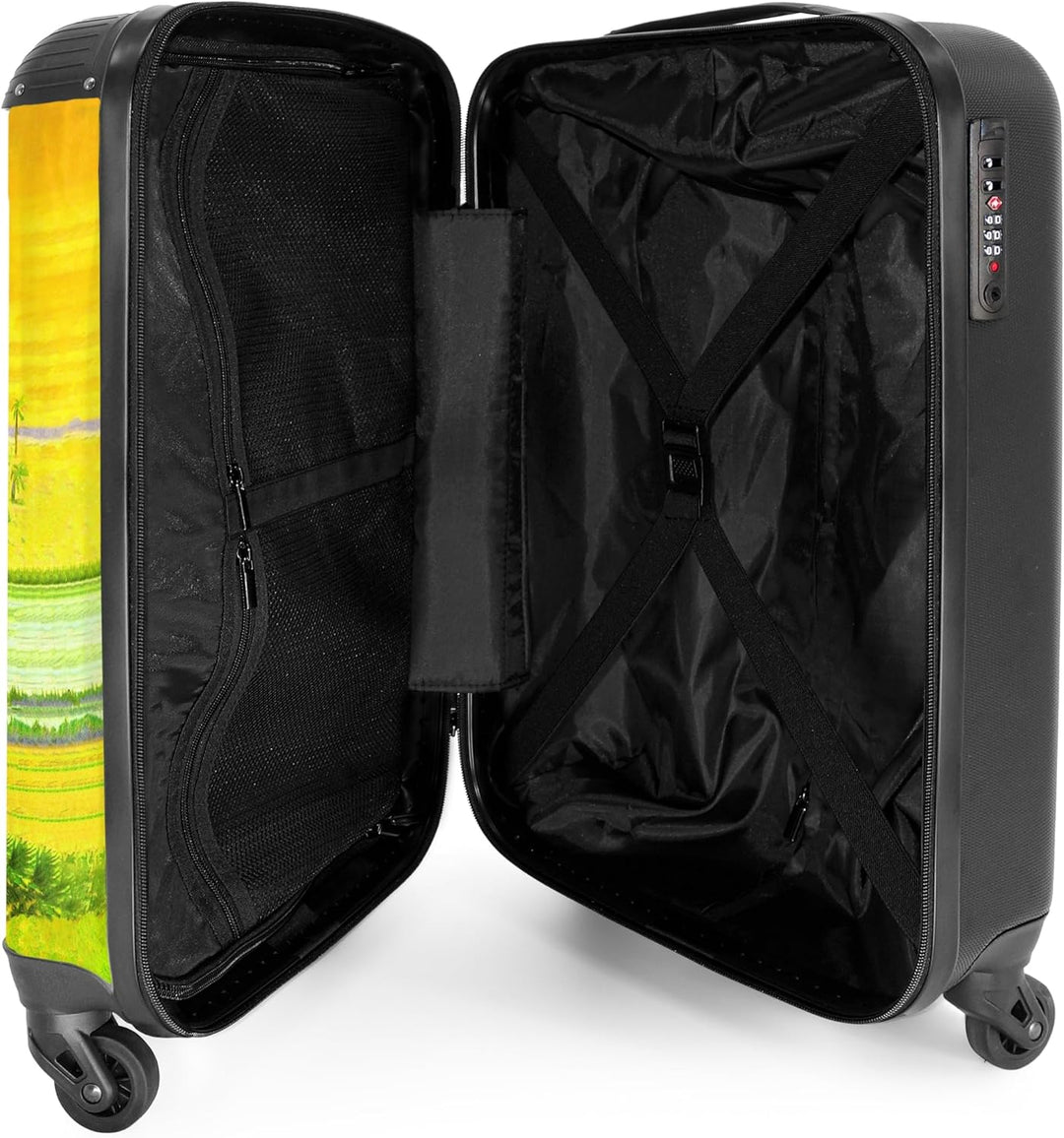 NoBoringSuitcases.com® Kinderkoffer Jungen - Koffer Kinder - Hartschalenkoffer Dinos - Koffer Gelb G
