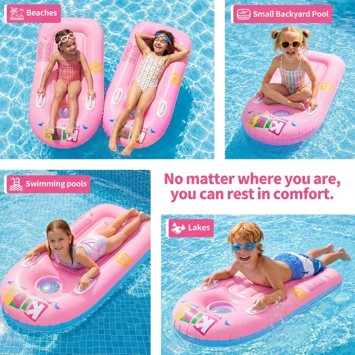 Schwimmbrett Bodyboard Aufblasbar, Surfbrett Bodyboard mit Griffen, Schwimmhilfe Aufblasbar Kinder,