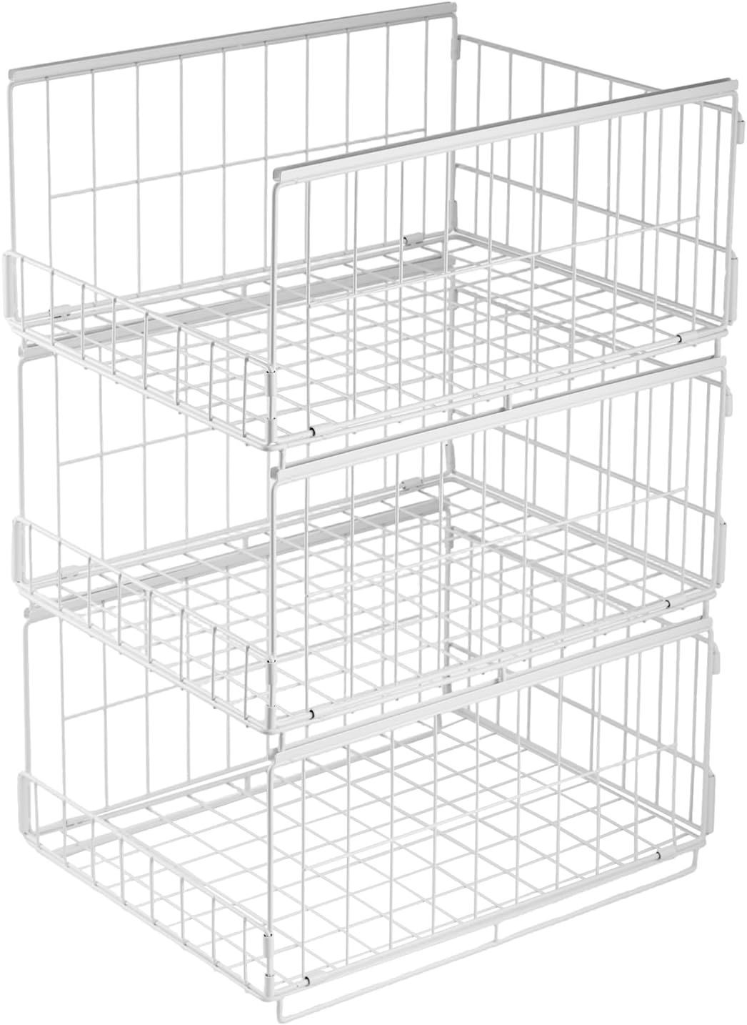 3 Stück Schrank Organizer Kleiderschrank, Stapelbare Aufbewahrungsbox mit Schubladen-Design, Metalli