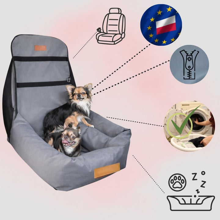 Petsen Personalisierte Hunde Autositz | Hundesitz Auto Rückbank mit Leine| Hundeautositz mit Hundena