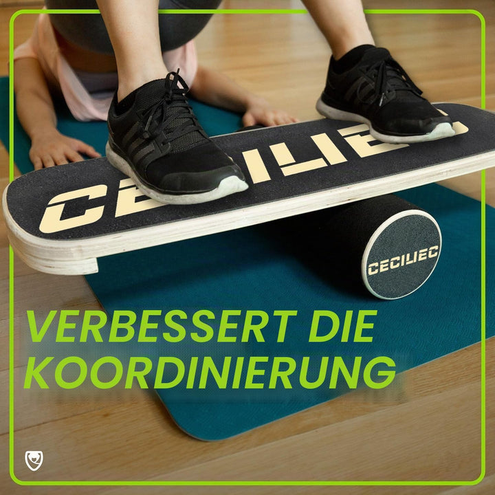 Balance Board Trainer, Holz Balance Board mit Rolle, Rollbrett für Übungen, athletisches Training un