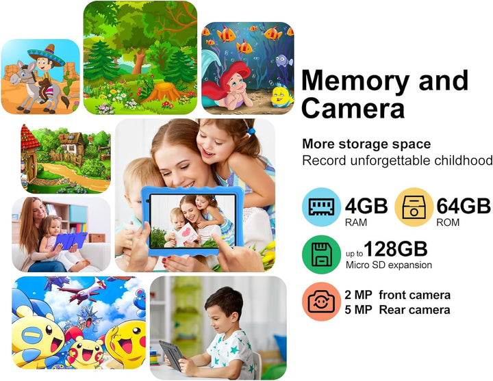 Kinder Tablet 10 Zoll, Android 13 Tablet für Kinder, 4GB RAM+32GB ROM, 1280x800 LCD Touchscreens, 50