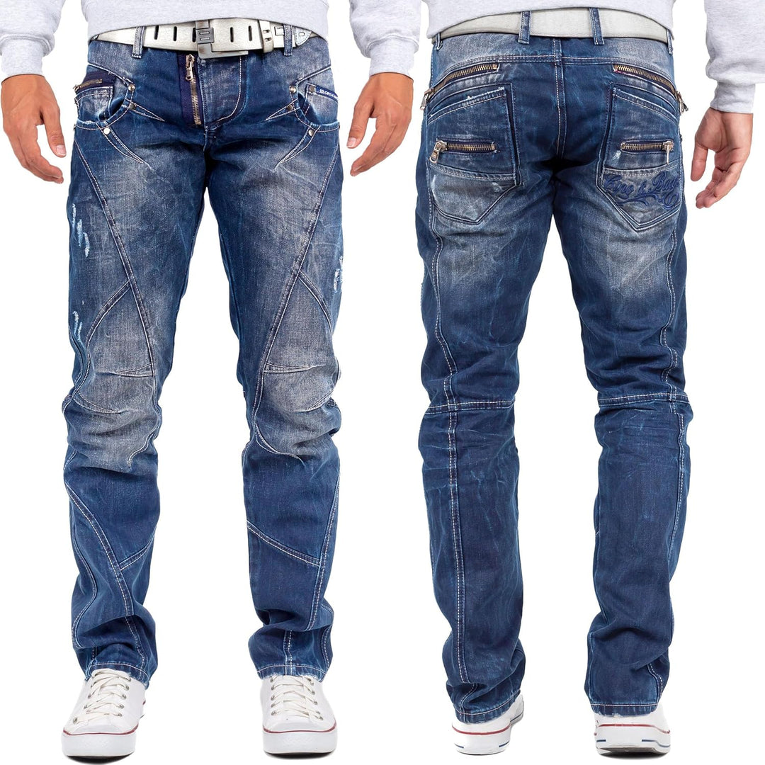Cipo & Baxx Herren Jeans Hose mit Ziernähten 40W / 32L Blau -