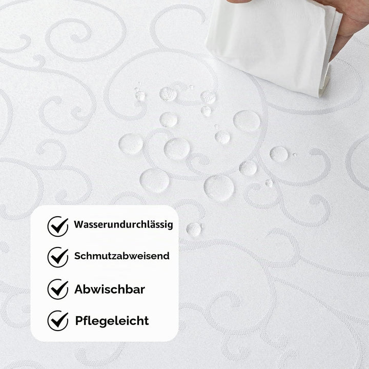 Romanstile Grosse Weisse Tischdecke 300x150 cm Elegante abwaschbare rechteckige Wasserabweisende Dam