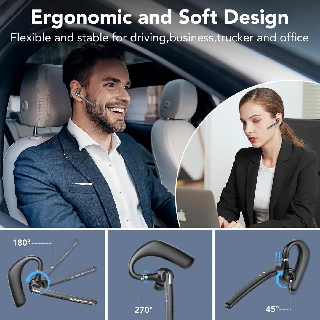 Bluetooth Headset V5.3, 60Hrs Freisprecheinrichtung Wireless Headset mit Dual Geräuschunterdrückung