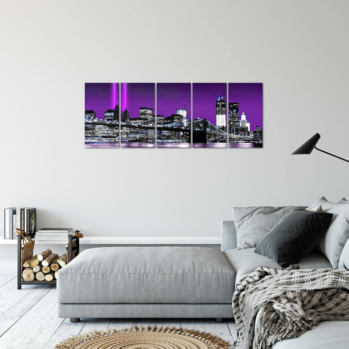 Runa Art Bild New York City Wandbilder auf Vlies Leinwand 5 Teilig Wanddekoration Wohnzimmer Büro 00