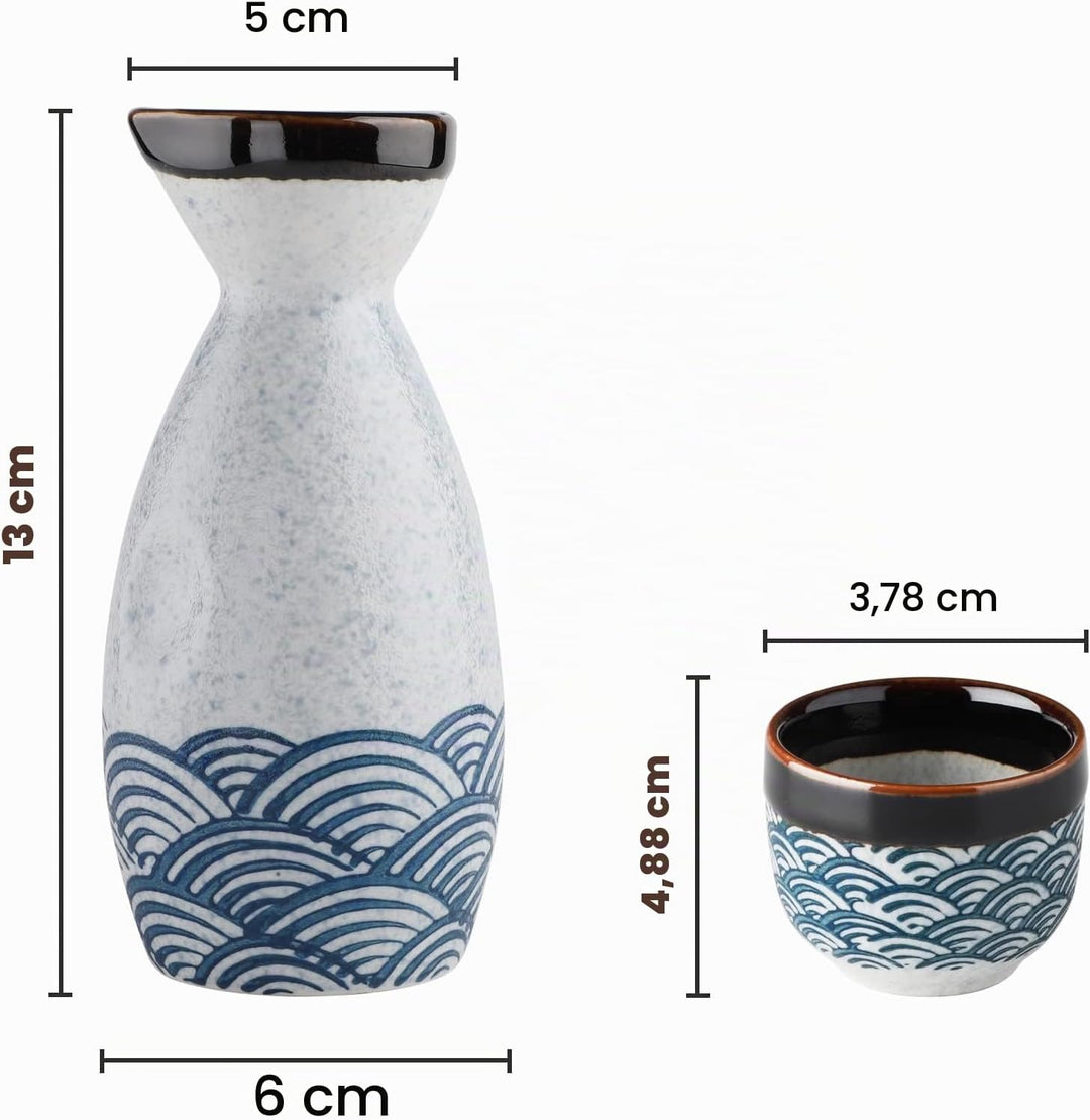 Japanischer Liquor Sake Set mit Sake Becher Wein Topf Porzellon Sake Satz für Wärmeren (1 Sake-Topf